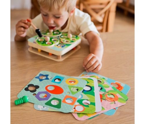 TOOKY TOY Drewniana Gra Zręcznościowa 2w1 Wyciągnij Robaczki dla Dzieci