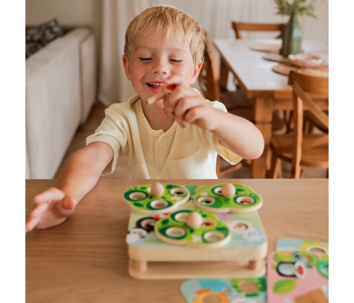 TOOKY TOY Drewniana Gra Zręcznościowa 2w1 Wyciągnij Robaczki dla Dzieci