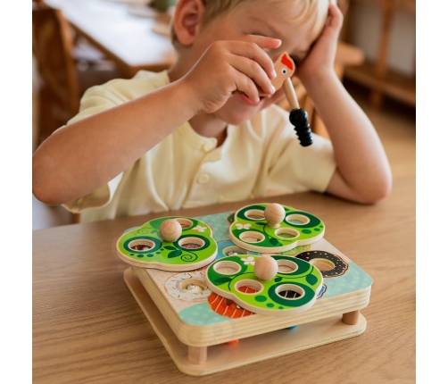 TOOKY TOY Drewniana Gra Zręcznościowa 2w1 Wyciągnij Robaczki dla Dzieci