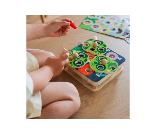 TOOKY TOY Drewniana Gra Zręcznościowa 2w1 Wyciągnij Robaczki dla Dzieci