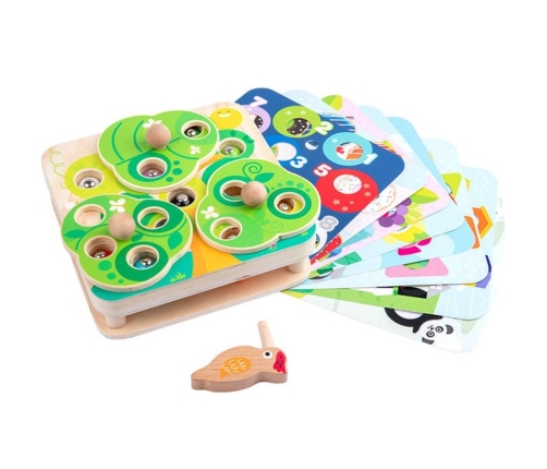 TOOKY TOY Drewniana Gra Zręcznościowa 2w1 Wyciągnij Robaczki dla Dzieci