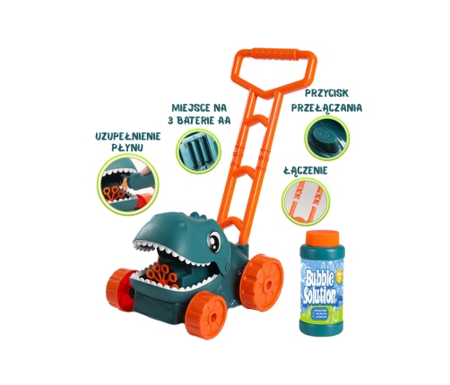 WOOPIE Kosiarka Ogrodowa Dino na Bańki Mydlane Dinozaur + Płyn