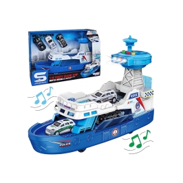 WOOPIE Łódź Policyjna Patrolowa Interaktywna - Skala 1:16 + Autka 3 szt.