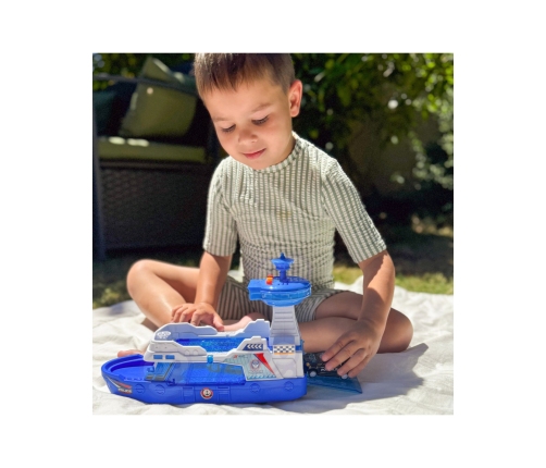 WOOPIE Łódź Policyjna Patrolowa Interaktywna - Skala 1:16 + Autka 3 szt.