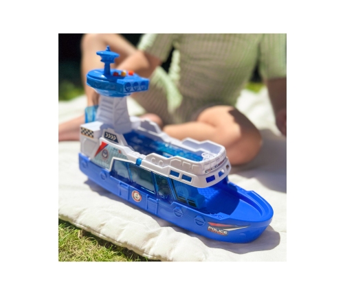 WOOPIE Łódź Policyjna Patrolowa Interaktywna - Skala 1:16 + Autka 3 szt.