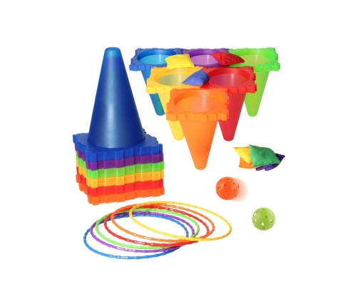 WOOPIE Zestaw Gier Ogrodowych 3w1 Pachołki Obręcze Woreczki 30 el.