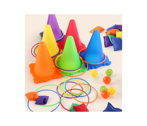 WOOPIE Zestaw Gier Ogrodowych 3w1 Pachołki Obręcze Woreczki 30 el.