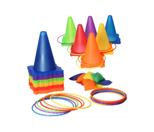 WOOPIE Zestaw Gier Ogrodowych 3w1 Pachołki Obręcze Woreczki 30 el.