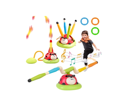 WOOPIE Gra Zręcznościowa 3w1 Wyrzutnia Rakiet Skakanka Rzut do Celu Biedronka