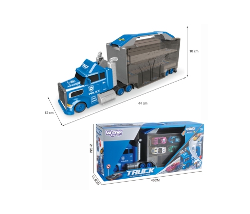WOOPIE Zestaw Ciężarówka Policyjna Laweta Garaż Tor Wyścigowy