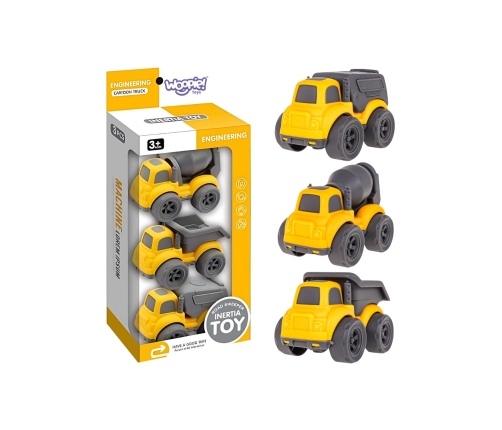 WOOPIE Zestaw 3w1 Pojazdy Budowlane Śmieciarka Betoniarka Wywrotka