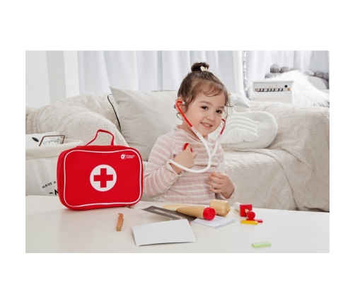 CLASSIC WORLD Drewniany Zestaw Walizka Małego Doktora Lekarza 19 el.