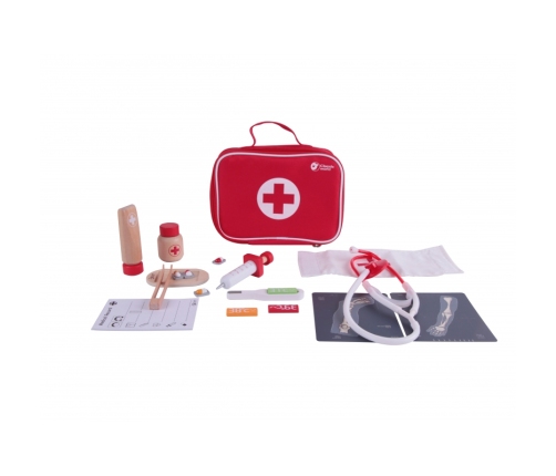 CLASSIC WORLD Drewniany Zestaw Walizka Małego Doktora Lekarza 19 el.