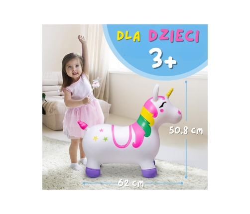 WOOPIE Skoczek Gumowy do Skakania Jednorożec Biały+ Pompka