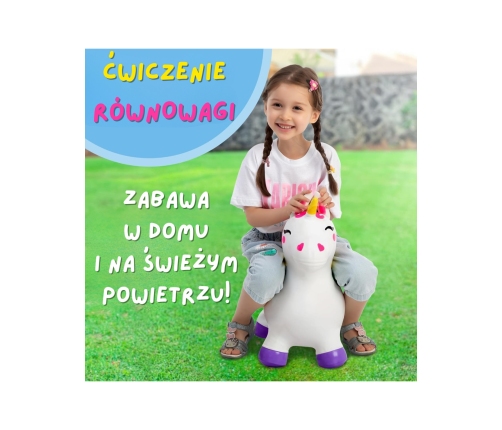 WOOPIE Skoczek Gumowy do Skakania Jednorożec Biały+ Pompka