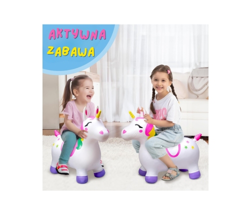 WOOPIE Skoczek Gumowy do Skakania Jednorożec Biały+ Pompka
