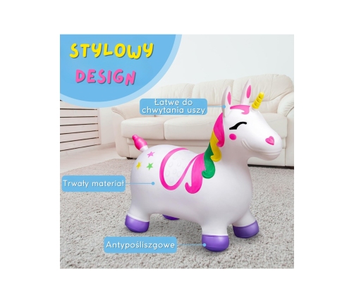 WOOPIE Skoczek Gumowy do Skakania Jednorożec Biały+ Pompka