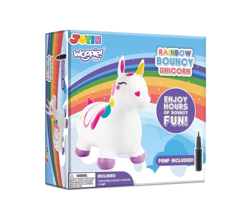 WOOPIE Skoczek Gumowy do Skakania Jednorożec Biały+ Pompka