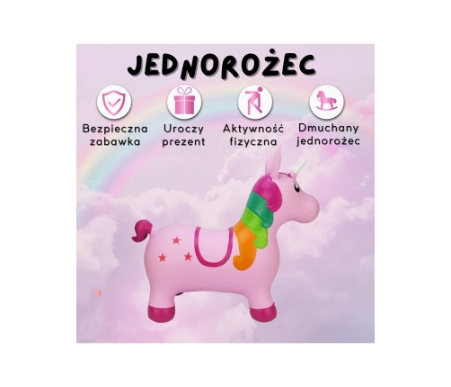 WOOPIE Skoczek Gumowy do Skakania Jednorożec Różowy + Pompka