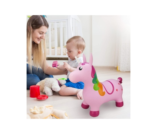 WOOPIE Skoczek Gumowy do Skakania Jednorożec Różowy + Pompka