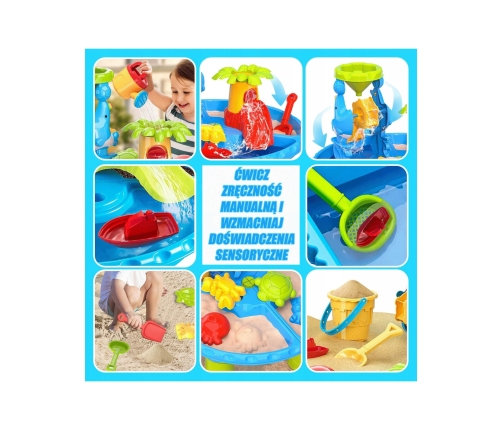 WOOPIE Stolik Wodny 2w1 Piaskownica z Krzesełkiem Aquapark z Delfinem