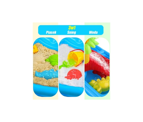 WOOPIE Stolik Wodny 2w1 Piaskownica z Krzesełkiem XL Aquapark 4-Baseny 13 akc.