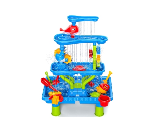 WOOPIE Stolik Wodny 4w1 Piaskownica Wodospad XL 4-Poziomowy Delfin