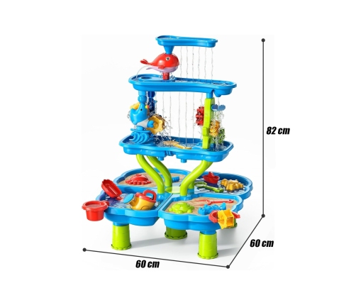 WOOPIE Stolik Wodny 4w1 Piaskownica Wodospad XL 4-Poziomowy Delfin