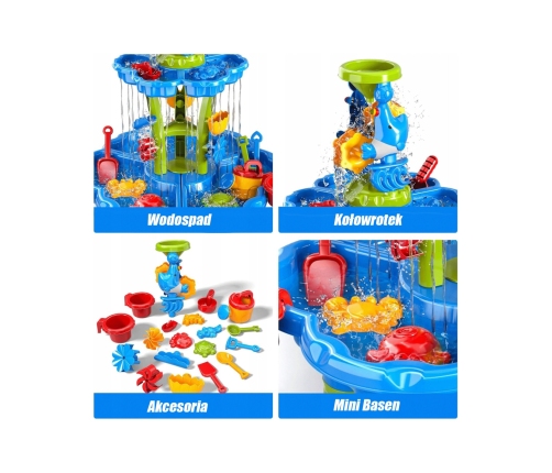 WOOPIE Stolik Wodny 2w1 Piaskownica Fontanna XXL Aquapark z Delfinem
