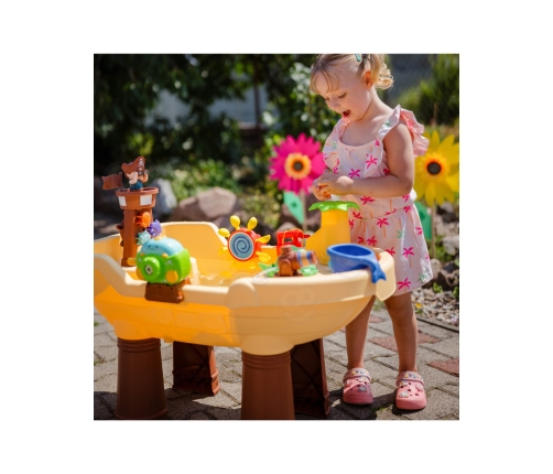 WOOPIE Stolik Wodny 2w1 Piaskownica Statek Piracki XL z Maszyna do Robienia Baniek Mydlanych