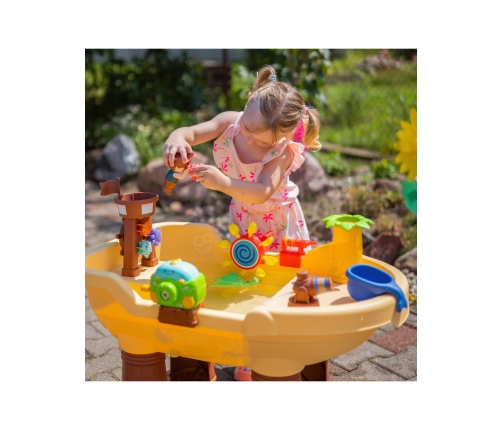 WOOPIE Stolik Wodny 2w1 Piaskownica Statek Piracki XL z Maszyna do Robienia Baniek Mydlanych