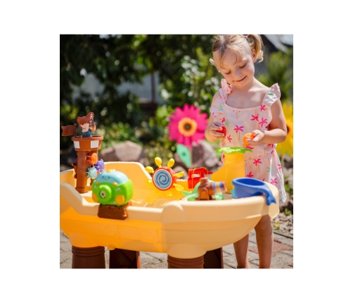 WOOPIE Stolik Wodny 2w1 Piaskownica Statek Piracki XL z Maszyna do Robienia Baniek Mydlanych