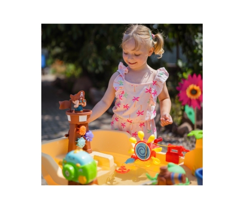 WOOPIE Stolik Wodny 2w1 Piaskownica Statek Piracki XL z Maszyna do Robienia Baniek Mydlanych