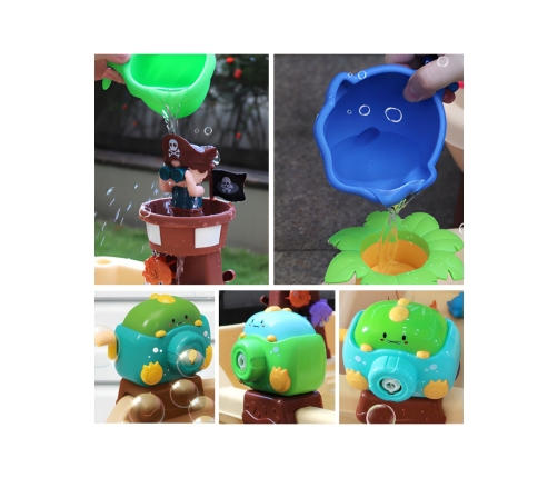 WOOPIE Stolik Wodny 2w1 Piaskownica Statek Piracki XL z Maszyna do Robienia Baniek Mydlanych