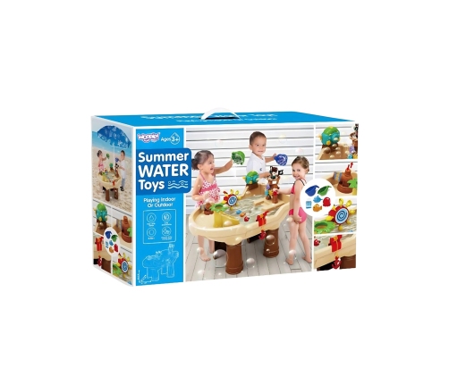 WOOPIE Stolik Wodny 2w1 Piaskownica Statek Piracki XL z Maszyna do Robienia Baniek Mydlanych