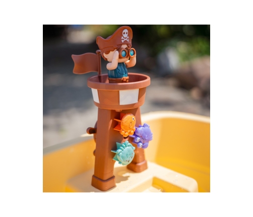 WOOPIE Stolik Wodny 2w1 Piaskownica Statek Piracki z Parasolem XL z Maszyna do Robienia Baniek Mydlanych