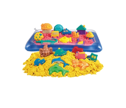 WOOPIE Piasek Kinetyczny 0,8 kg Zestaw w Koszyku z Foremkami + Basen