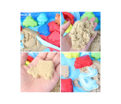 WOOPIE Piasek Kinetyczny 0,8 kg Zestaw w Koszyku z Foremkami + Basen