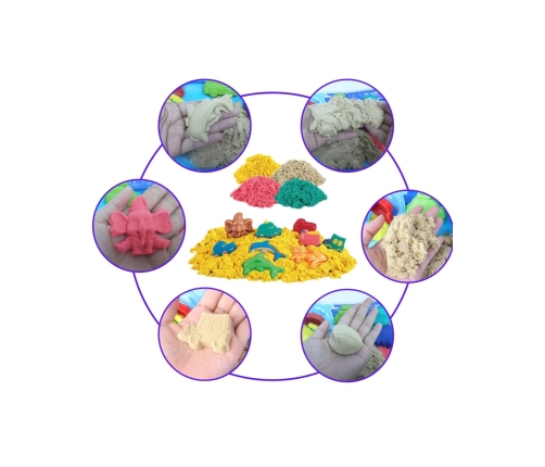 WOOPIE Piasek Kinetyczny 0,8 kg Zestaw w Koszyku z Foremkami + Basen