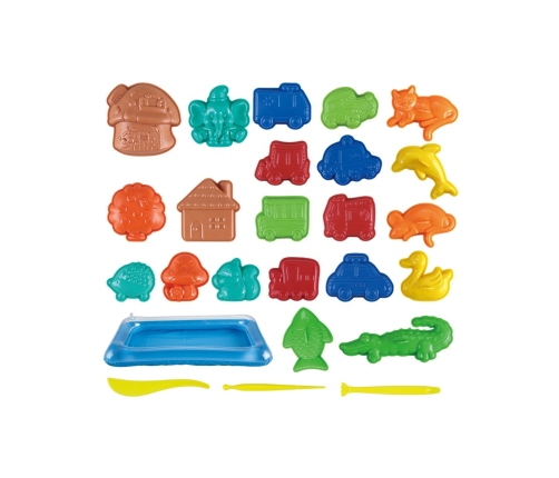 WOOPIE Piasek Kinetyczny 0,8 kg Zestaw w Koszyku z Foremkami + Basen