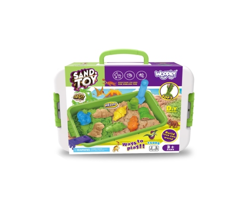 WOOPIE Piasek Kinetyczny 1,5 kg Zestaw XXL ZOO Safari Stolik z Foremkami