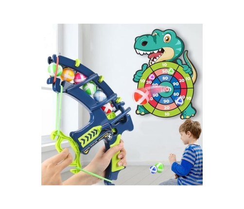 WOOPIE Gra Zręcznościowa w Rzutki na Rzepy Zestaw 2w1 Tarcza + Wyrzutnia Łuk Dino