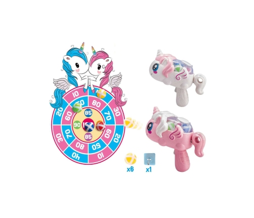 WOOPIE Gra Zręcznościowa w Rzutki na Rzepy Zestaw 2w1 Tarcza Wyrzutnia Jednorożec