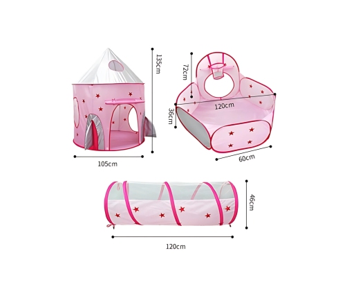 WOOPIE Namiot 3w1 Pałac Księżniczki XXL Domek Tunel Suchy Pałac