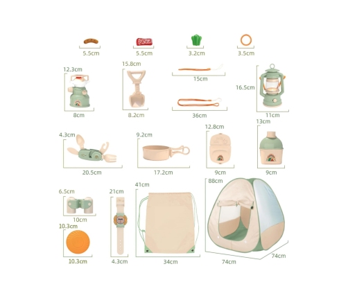 WOOPIE Zestaw Małego Odkrywcy Namiot Kempingowy XXL na Biwak 15 el.