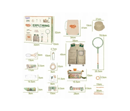 WOOPIE Zestaw Małego Odkrywcy Lornetka Kompas Siatka Na Owady Motyle Latarka