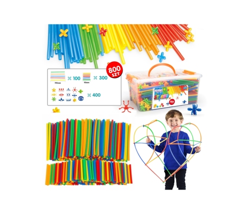 WOOPIE Klocki Konstrukcyjne Kolorowe Słomki 800 el.