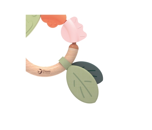 CLASSIC WORLD Drewniana Grzechotka Sensoryczna Gryzak 2w1