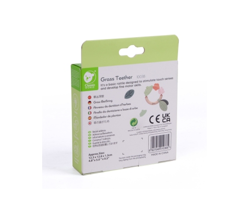 CLASSIC WORLD Drewniana Grzechotka Sensoryczna Gryzak 2w1