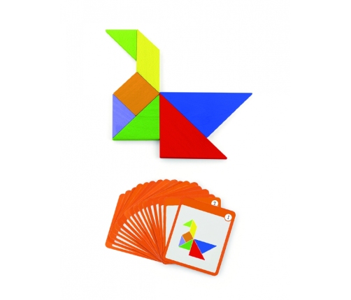VIGA Tangram Drewniana Gra Logiczna Układanka Certyfikat FSC